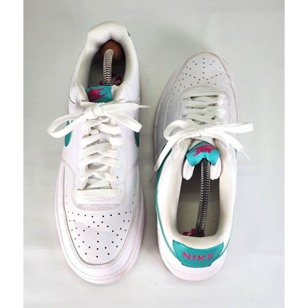 Nike Women's Teal Pink  Leather Court Vision White Washed Shoe Sz 11.5 1473 - Picture 7 of 15